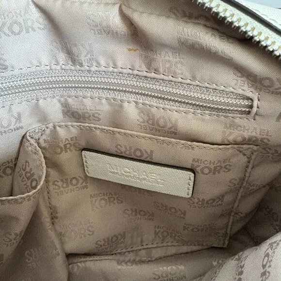 MICHAEL KORS MK GEORGIA MEDIUM MESSENGER CROSSBODY LEATHER BAG OFF WHITE - Picture 7 of 14